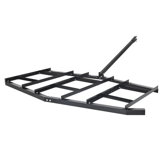 84 Inch Tow Rake Driveway Grader Q235 Steel Adjustable Crossbar Pin Hook 50 lbs Max Load ATV UTV Garden Lawn Tractor