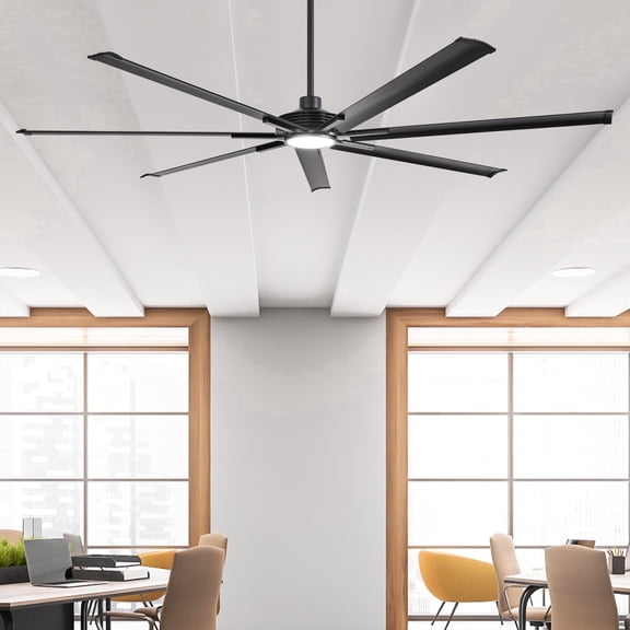 Parrot Uncle 84" Heavy Duty Industrial Ceiling Fan with Remote and LED Lights, Dimmable Ceiliing Fan, Downrod Ceiling Fan