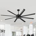 thumbnail image 1 of Vaczon 84" Industrial Ceiling Fan No Light, 12000 CFM High Airflow Commercial Fan with 6-Speed DC Motor and Remote for Garage, Workshop, Black, 1 of 18