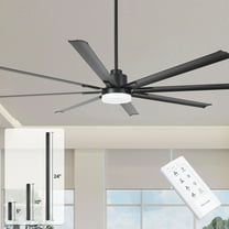 84" Industrial Black Large DC Motor Ceiling Fan with LED Light and Remote Control