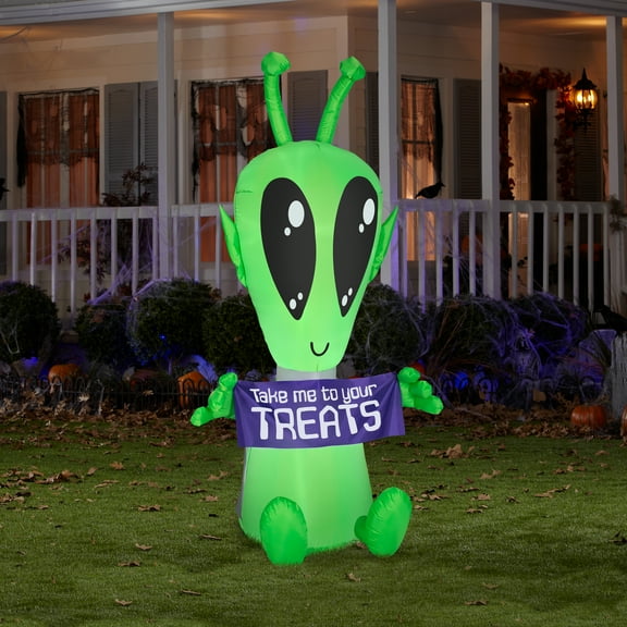 84" Inflatable Halloween Alien with Sign