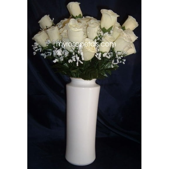 84 Ivory Silk Rose Flowers w/Raindrops - Wedding Flowers- Bridal/Floral - Centerpiece Flower Arrangement Supplies- Bridal Bouquet Roses
