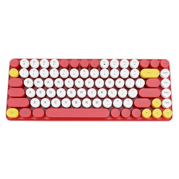 84-Key 2.4G Wireless Keyboard Retro Round Keycap Keyboard for Laptops Rechargeable Wireless Keyboard