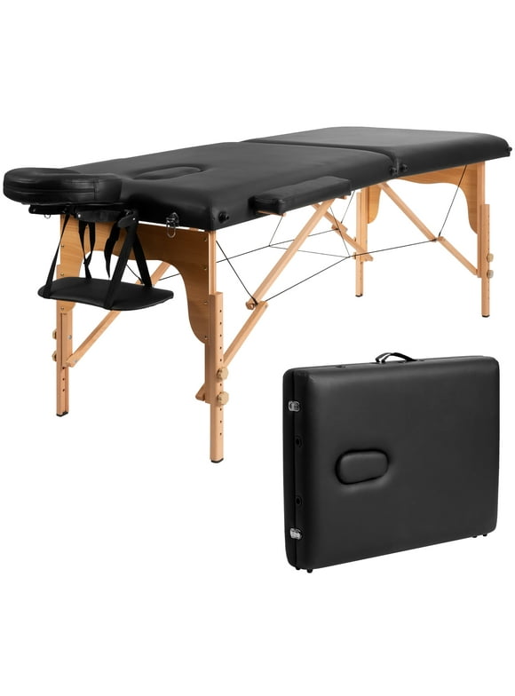 84''L Portable Massage Table Adjustable Facial Spa Bed Tattoo w/ Carry Case Black