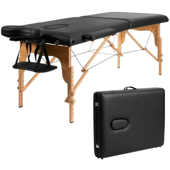 84''L Portable Massage Table Adjustable Facial Spa Bed Tattoo w/ Carry Case Black