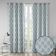 thumbnail image 1 of 84"L Room Blackout Curtains, Printed Ikat Window Drapes with Silver Grommet Top, Thermal Insulated Light Blocking Drape for Bedroom and Apartments, One Window Panel, Aqua, 1 of 9