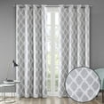 thumbnail image 1 of 84"L Room Blackout Curtains, Printed Ikat Window Drapes with Silver Grommet Top, Thermal Insulated Light Blocking Drape for Bedroom and Apartments, One Window Panel, Grey, 1 of 9