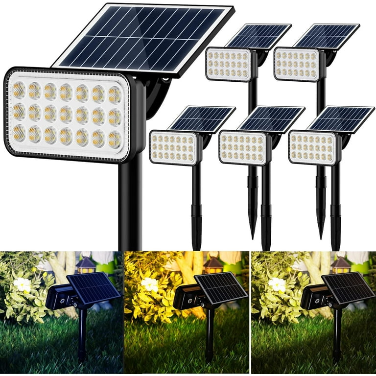 84 LED Solar Spotlights Solar Spot Lights w 5 Lighting Modes 3 Color 360 Adjustable Light Panel Outdoor Waterproof Super Bright Solar Garden