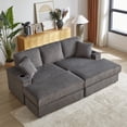 thumbnail image 1 of 84" Loveseat Cloud Couch with 2 Ottomans and 2 Cup Holders, Modular Deep Seat Sectional Sofa with Hidden Storage and Throw Pillows for Living Room, Grey, 1 of 9