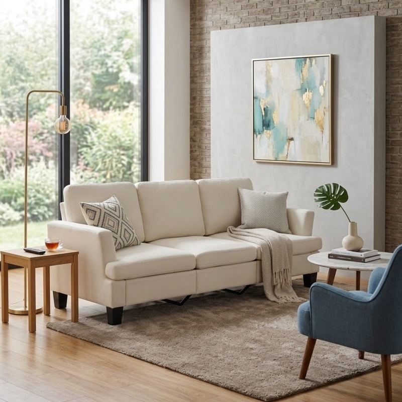 84" Modern 3-Seater Sofa, Upholstered Couch with Washable Covers and 25.6'' Deep Seat, Comfy Sofa Couch for Living Room, Bedroom, Apartment, Office