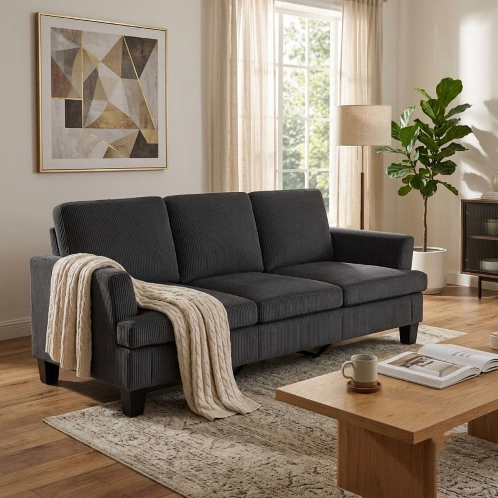 84" Modern 3-Seater Sofa, Upholstered Couch with Washable Covers and 25.6'' Deep Seat, Comfy Sofa Couch for Living Room, Bedroom, Apartment, Office