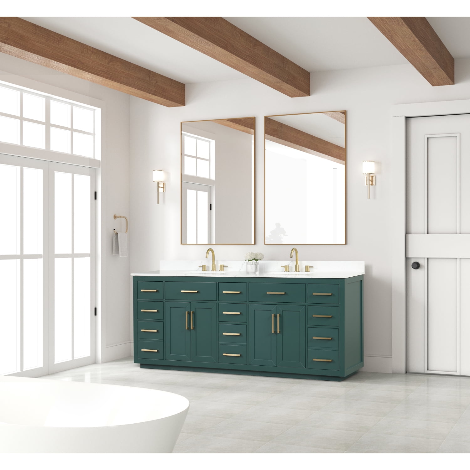 84" Modern Bathroom Vanity with Double Sink, Bathroom Vanity Set with ...