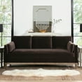 thumbnail image 1 of 84" Modern Velvet Farmhouse Sofa with Removable and Reversible Back and Arm Cushions, Solid Wood Frame 3 Seats Sofa for Livingroom Apartment, Dark Brown, 1 of 9