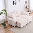 thumbnail image 1 of 84" Modular Sectional Sofa, Comfy Loveseat Sofa with Ottoman and Pillows, Corduroy Deep Seat Couch for Living Room, Sectional Couch and Sofa for Apartment,Office, Beige, 1 of 11