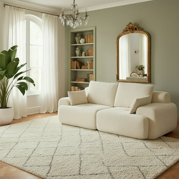 84" Modular Sectional Sofa, Memory Foam Boneless Couch, 2 Seater Large Sectional Couches for Living Room, Pet-Friendly Cloud Couch, Beige