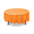 thumbnail image 1 of 84" Orange Round Plastic Table Cover, Party Table Cover, Reusable (PEVA) (Orange), 1 of 2
