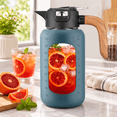 84 Ounces Blue Glass Pitcher with Lid and Handle for Hot and Cold ...