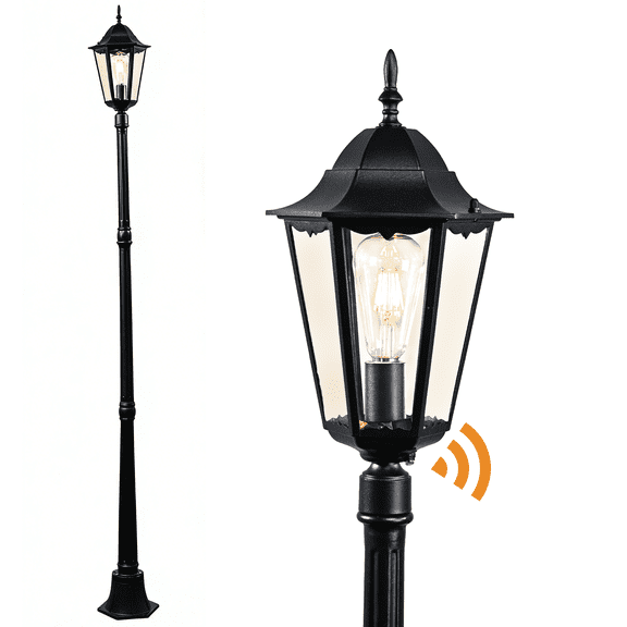 84" Outdoor Lamp Post Light with Dusk to Dawn , Hardwired E26 Base, Waterproof Aluminum Pole Light for Driveway Yard Pathway