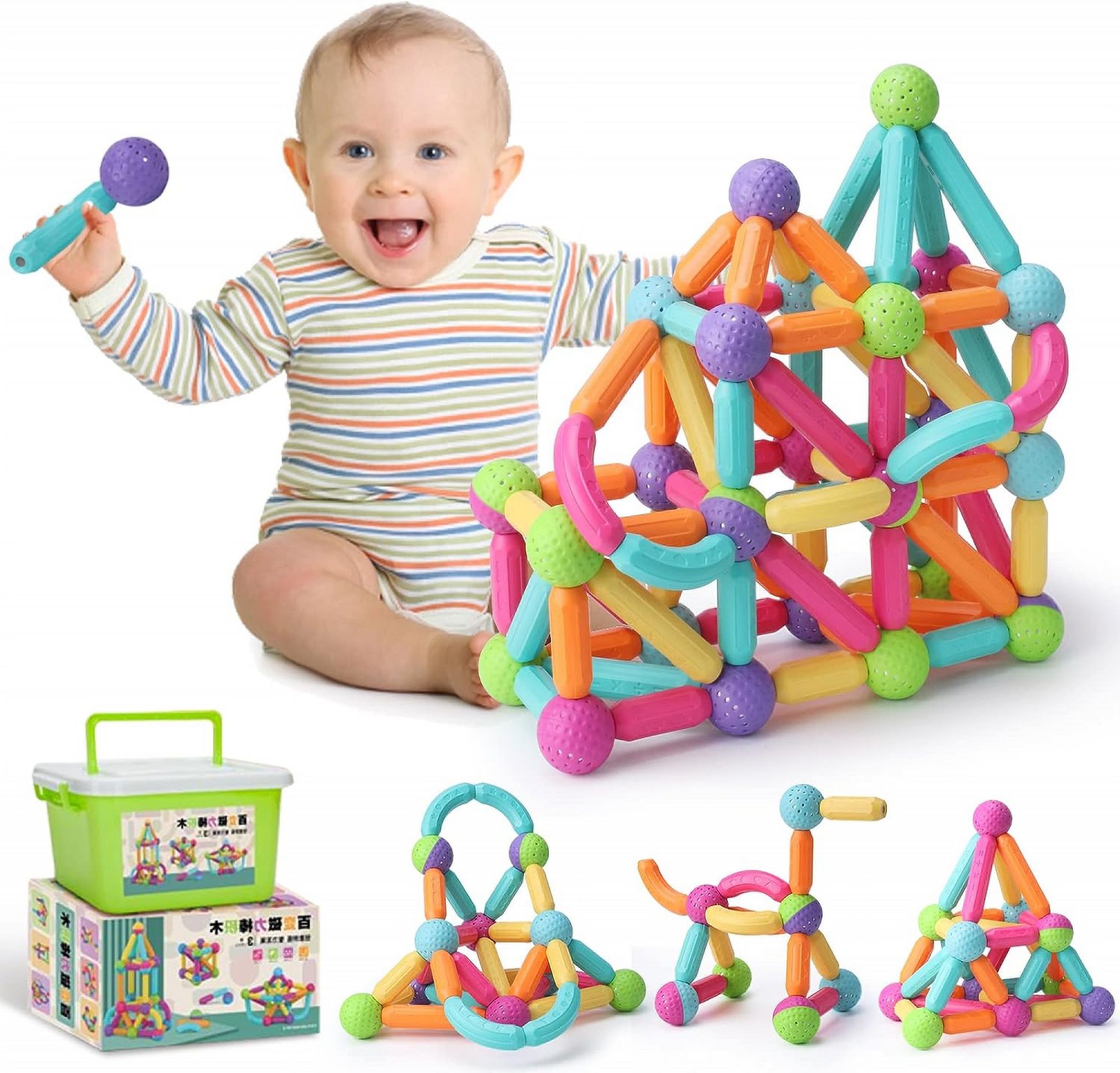84 PCS Balls and Rods Set for Kids, Building Blocks Sticks Balls Toys