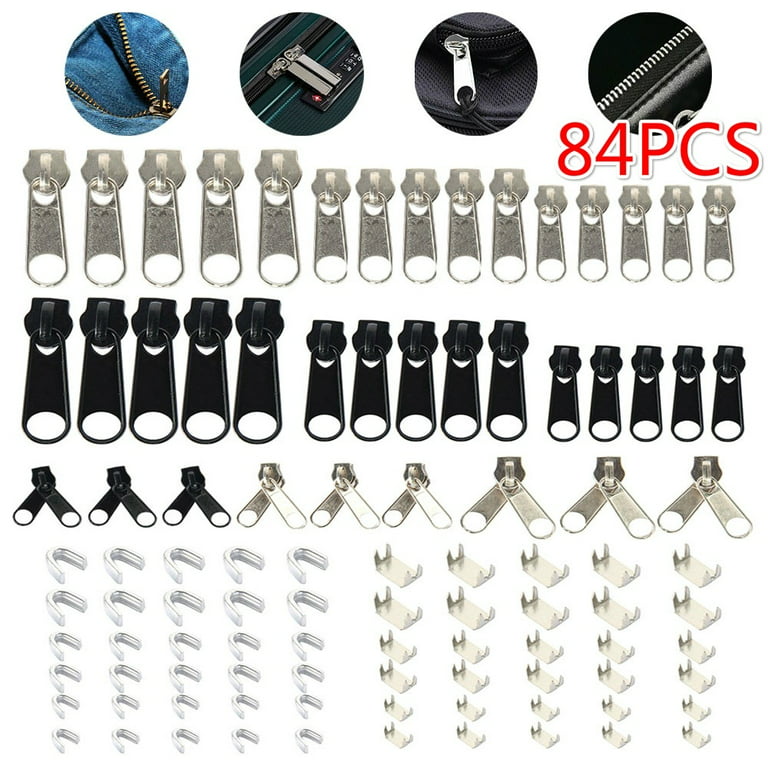 84 PCS Replacement Zipper Repair Kit Metal Zip Slider