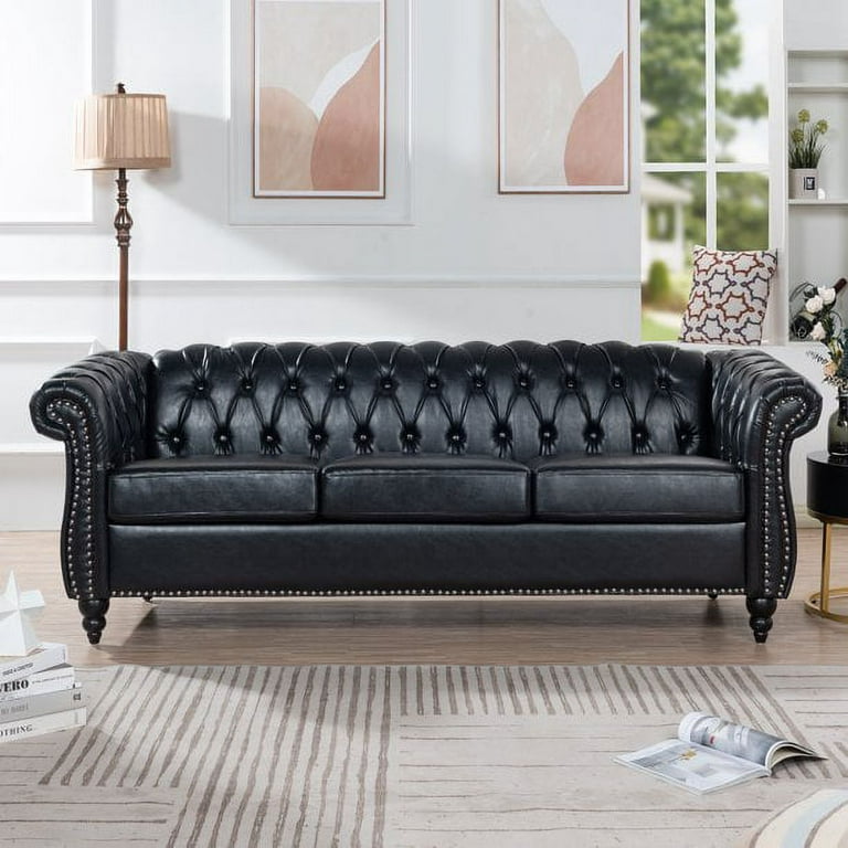 84 Pu Leather Chesterfield Sofas For