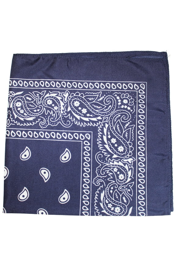 84 Pack Paisley Cotton Bandanas - Wholesale Lot (Navy Blue)