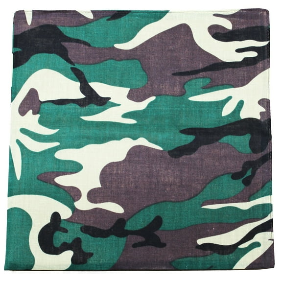 84 Pack Plain 100% Cotton Bandanas - Bulk Wholesale  (Camouflage)