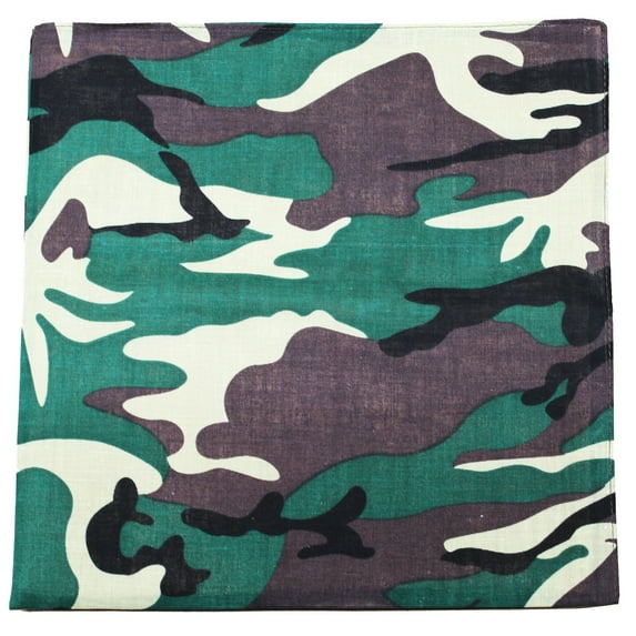 84 Pack Plain 100% Cotton Bandanas - Bulk Wholesale (Camouflage)