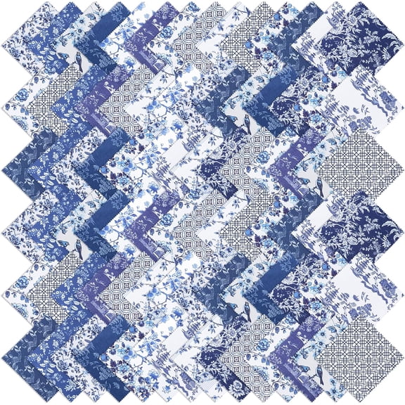 84 Pcs Blue White Floral Fabric Squares, 5 Charm Packs for Quiltings, Cotton Quilting Fabric Bundles, Charm Squares Precut Quilting Fabrics for Sewing Project, Patchwork, DIY Crafts, 5 IBoklzorh
