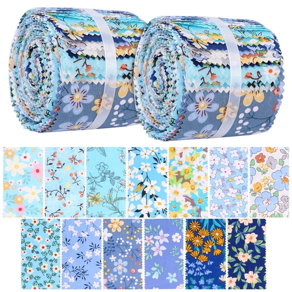 84 Pcs Jelly Roll Fabric Strips - Breathable Cotton Precut Quilting Fabric, 19.69 Inch, Zigzag Edge, 13-19 Patterns, for Patchwork Sewing DIY Scrapbooking