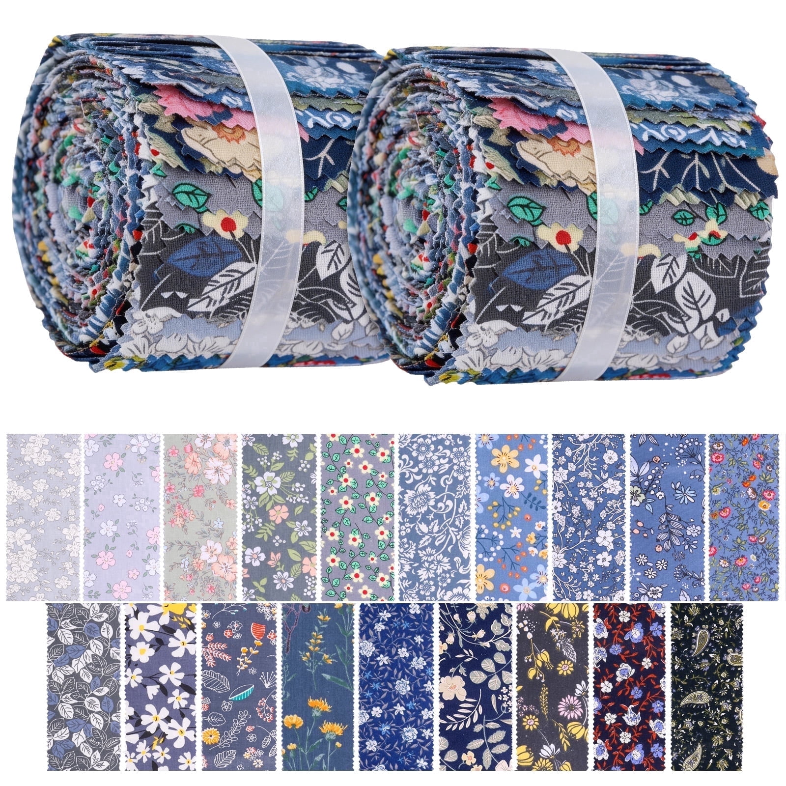 76 Pcs Jelly Roll Fabric Strips, 2.5 x 19.69 Inches Precut Quilting ...