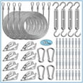 thumbnail image 1 of 84 Pcs Sun Shade Sail Hardware Kit with Cable Wire Rope for Rectangle Square Triangle Shade Sail Installation, 6 inch 304 Grade Stainless for Garden,Outdoors,DIY Crafts,Railing, 1 of 5