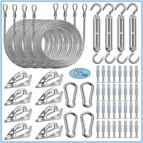 84 Pcs Sun Shade Sail Hardware Kit with Cable Wire Rope for Rectangle Square Triangle Shade Sail Installation, 6 inch 304 Grade Stainless for Garden,Outdoors,DIY Crafts,Railing