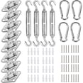 thumbnail image 1 of 84 Pcs Sun Shade Sail Hardware Kit with Cable Wire Rope for Rectangle Square Triangle Shade Sail Installation, 6 inch 304 Grade Stainless for Garden,Outdoors,DIY Crafts,Railing D, 1 of 5