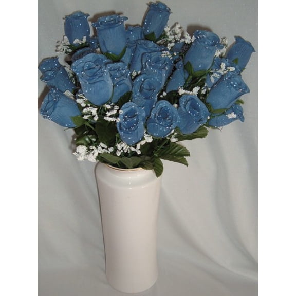 84 Periwinkle Blue Silk Rose Flowers w/Raindrops - Wedding Flowers- Bridal/Floral - Centerpiece Flower Arrangement Supplies- Bridal Bouquet Roses