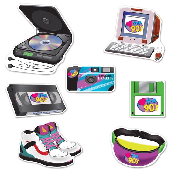 84 Piece Bulk 90's Party Cutouts