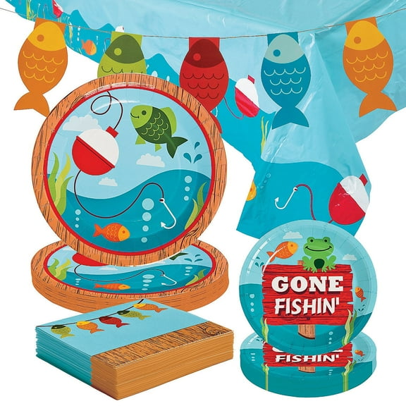 84 Pieces Little Fisherman Party Disposable Tableware Kit for 24 Guests