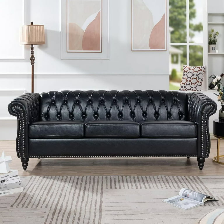 https://i5.walmartimages.com/seo/84-Rolled-Arm-Chesterfield-Sofa-Couch-Modern-3-Seater-Luxious-Leather-Couch-Thicken-Seat-Cushions-Button-Tufted-Back-Nailhead-Trim-Black-PU_bbbc264c-4135-4326-9cc2-a8129b0f35a8.1c1cb582565febcaf683256047e4d24b.jpeg?odnHeight=768&odnWidth=768&odnBg=FFFFFF