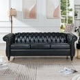 thumbnail image 1 of 84"Rolled Arm Chesterfield Sofa Couch, Modern 3 Seater Sofa Couch, Luxious Leather Couch with Thicken Seat Cushions and Button Tufted Back, Chesterfield Couch with Nailhead Trim, Black+PU, 1 of 7