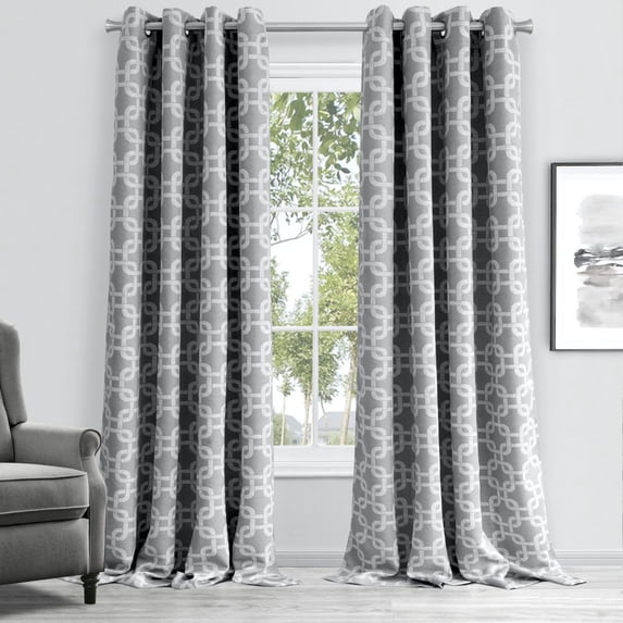 84†Silver Interlock Pattern Window Curtain Panel