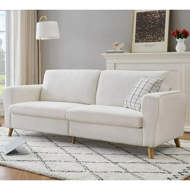 84" Sofa Couch for Living Room, Comfy Fleece Comfy Sofa, 2 Seater Couch, Deep Seat Sofa with Wood Leg, Modern Couch, Sleeper Couch for Living Room, Apartment