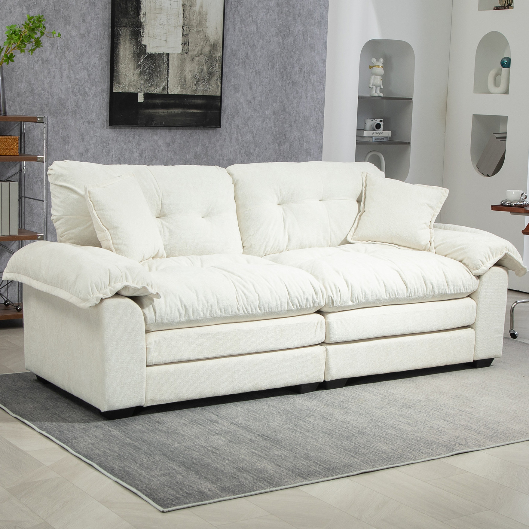 84" Sofa with Sturdy Wood Frame & Plastic Feet - Stable Seating for ...