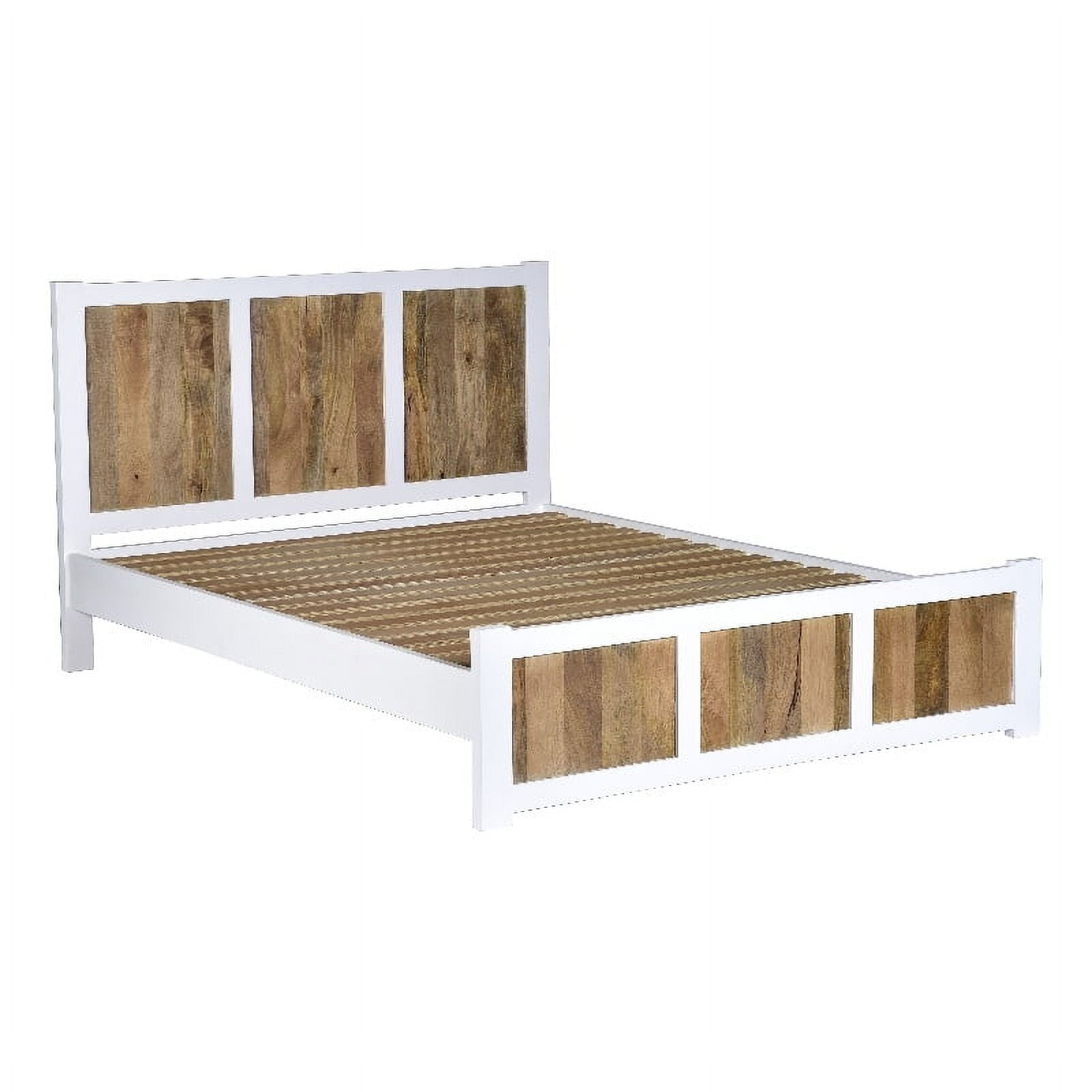 84" Solid Mango Wood Queen Size Bed Natural / White Wash