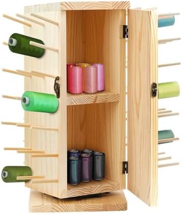 84-Spool Wooden Thread Holder Stand – 360° Rotating Thread Organizer ...
