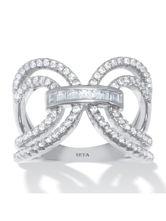 .84 TCW Cubic Zirconia Silvertone Bridge Ring