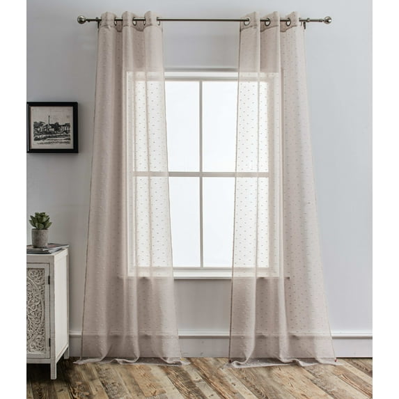 84†Tan Ribbon Embellished Window Curtain Panel