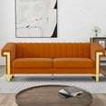 thumbnail image 1 of 84" Velvet Sofa Couch, TUANLUO 3 Seater Couch with Rolled Armrest and Metal Leg, Modern Tufted Sofa Couch for Living Room Bedroom, Orange, 1 of 7