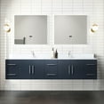 thumbnail image 1 of 84" W X 22" D Navy Blue Double Bath Vanity With Marble Top And Faucet Included - Soft Close, Scratch- Stain-, Spacious Two Compartments Six Drawers 84 In. 22 Stain , Ample Storage Space Open Cabinet, 1 of 3
