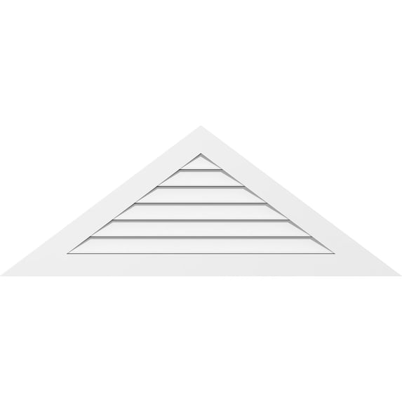 84"W x 35"H Triangle Surface Mount PVC Gable Vent 10/12 Pitch: Functional, w/ 3-1/2"W x 1"P Standard Frame