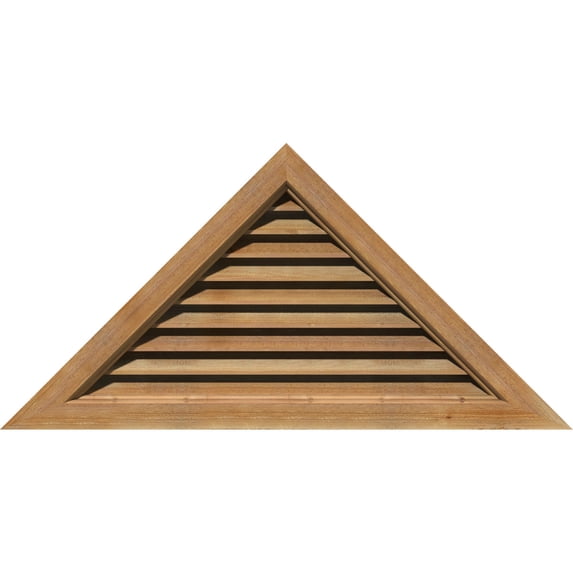 84"W x 38 1/2"H Triangle Gable Vent (96 7/8"W x 44 3/8"H Frame Size) 11/12 Pitch: Unfinished, Functional, Rough Sawn Western Red Cedar Gable Vent w/ Brick Mould Face Frame